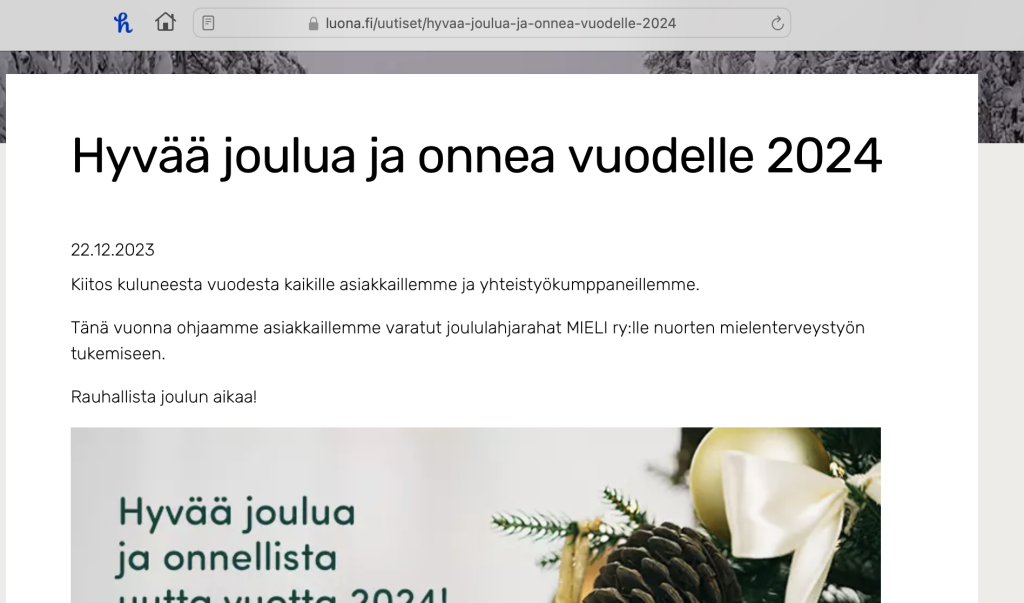 Luona - varsinainen hyväntekijä!