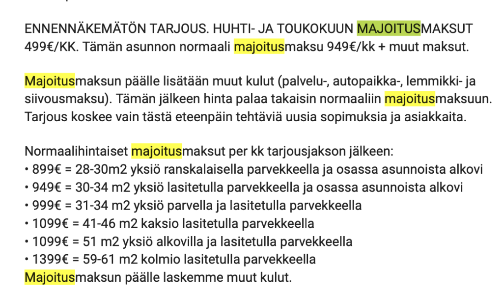 Vuokrausta vai majoitusta, vai molempia samaan aikaan?