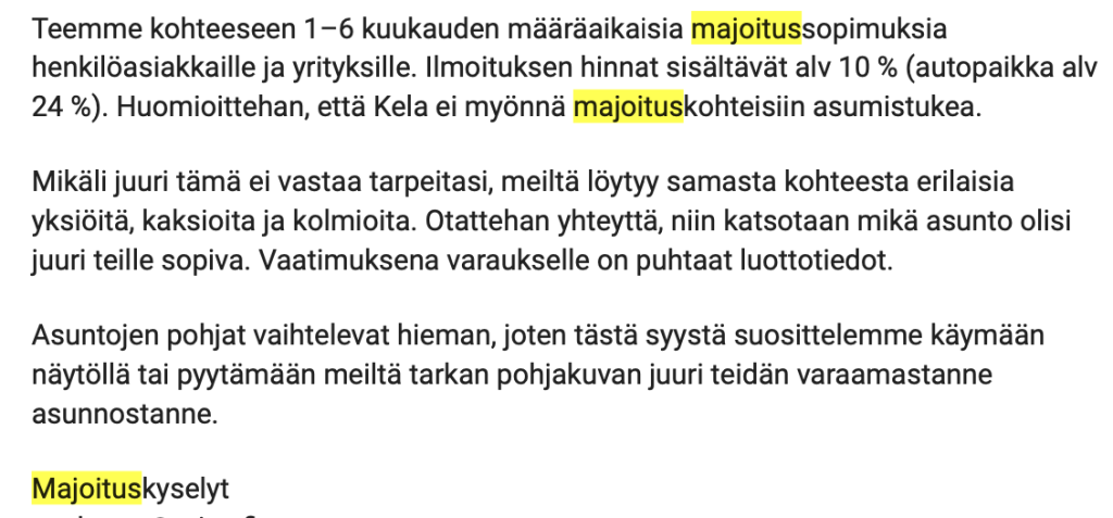 Vuokrausta vai majoitusta, vai molempia samaan aikaan?