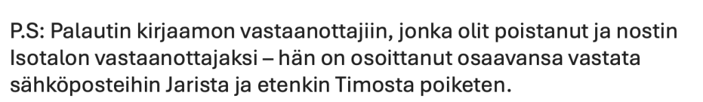 Riittävä taso ja asialinja?